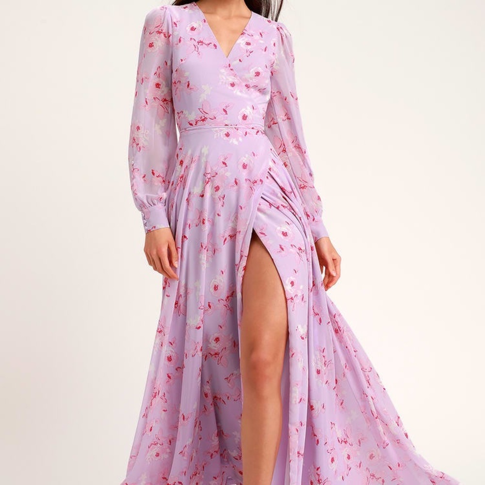 Long Sleeve Floral Maxi Wrap Dress